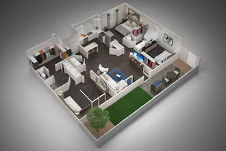 3 Bedroom, 2 Bathroom 128 floor plan